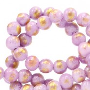 Jade Naturstein Perlen rund 6mm Lilac-gold